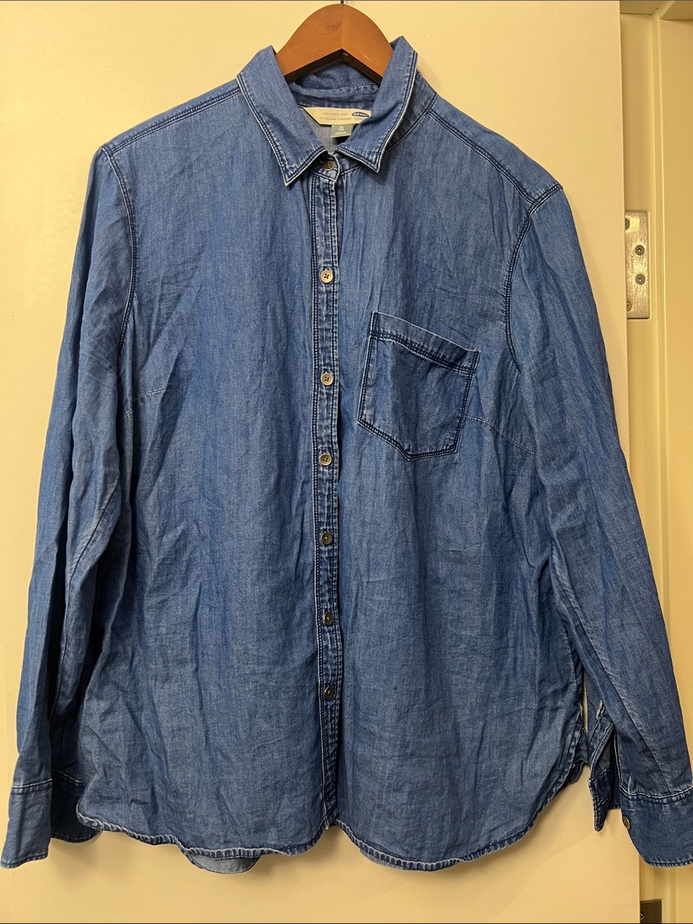 Blue Lightweight Denim look Button-Up Shirt - Blue